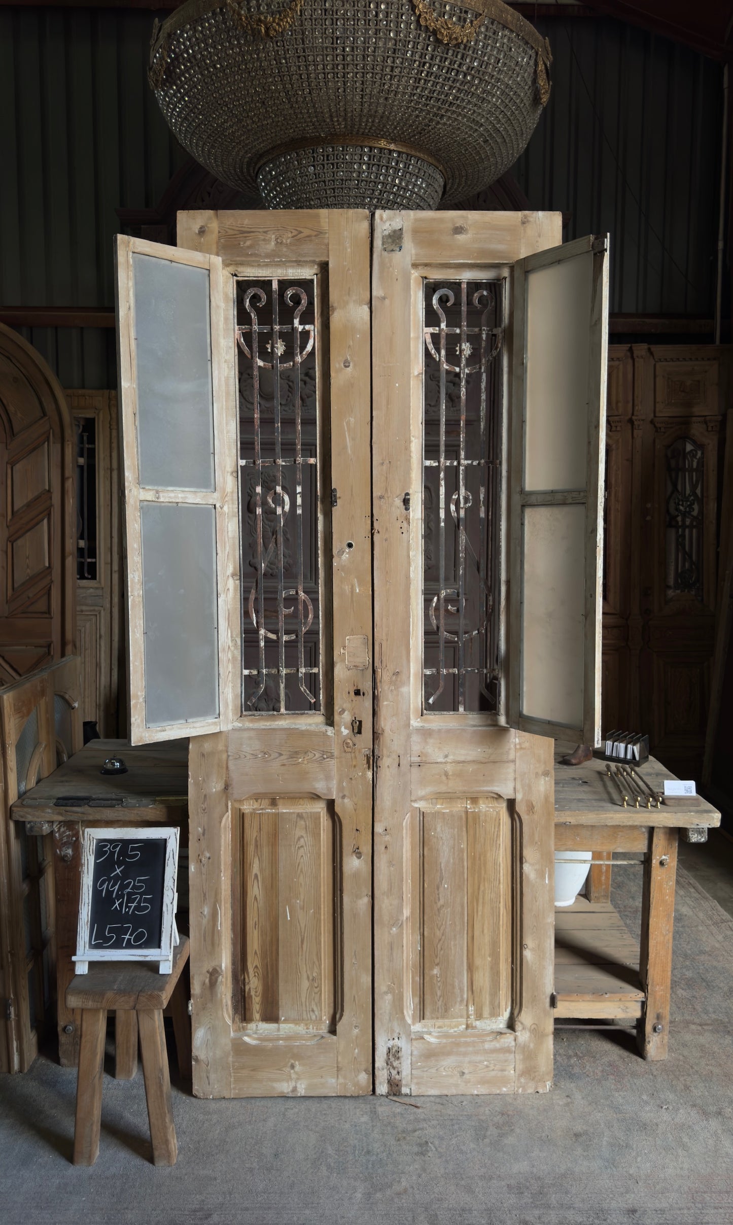 Antique Iron French Doors - 39.5x94.25 - L570