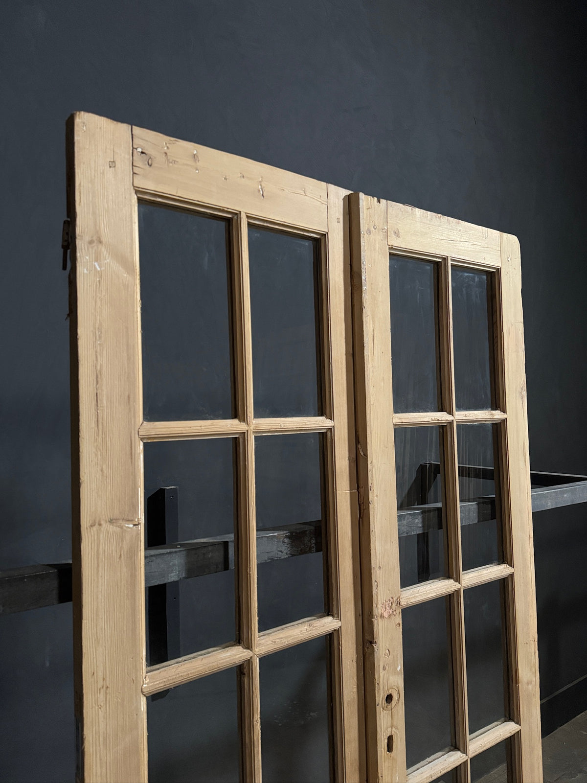 Antique Raised Panel Glass French Doors - 44x85.5 - N775