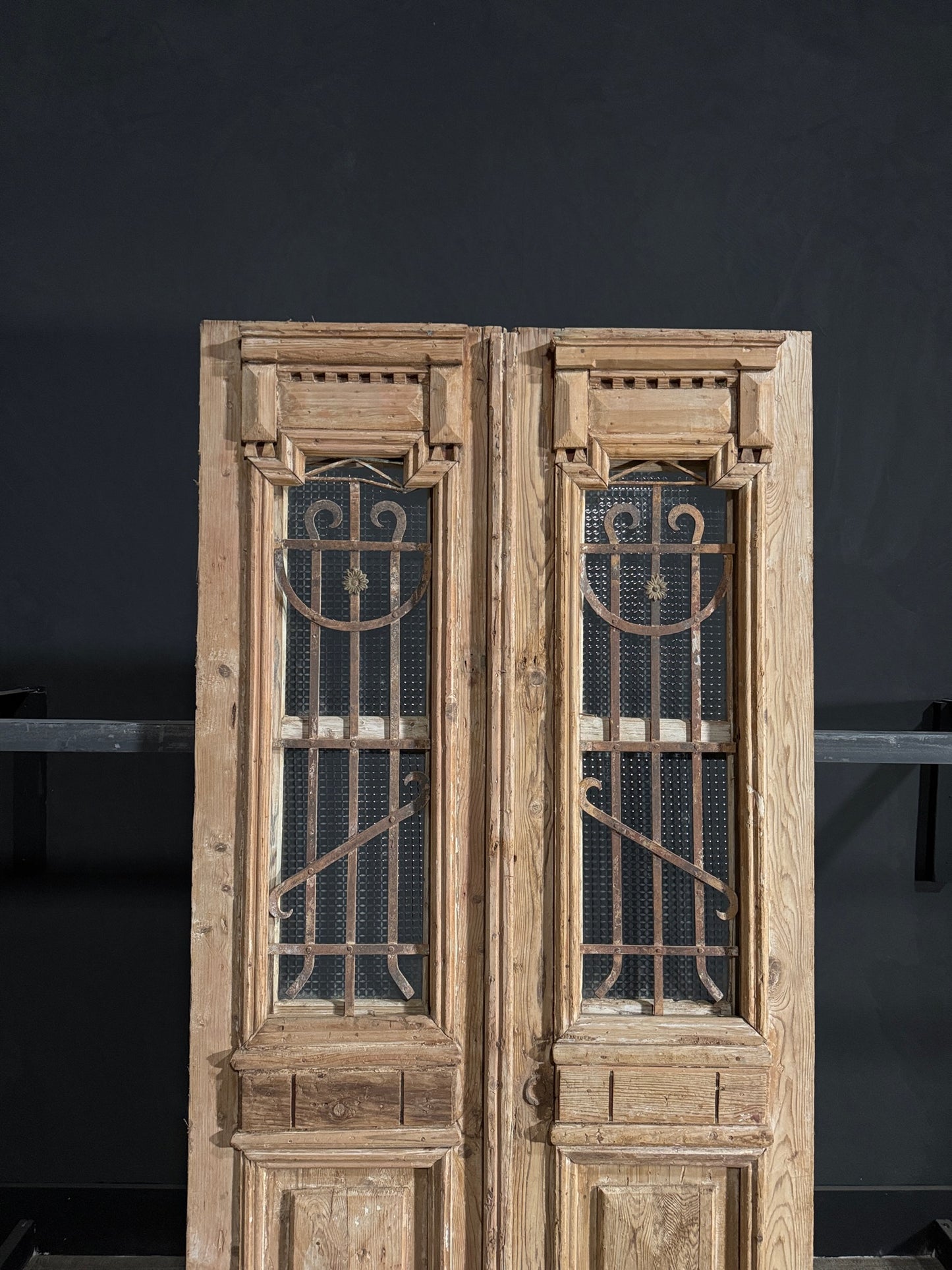 Antique Carved Iron French Doors - 41x87 - N82