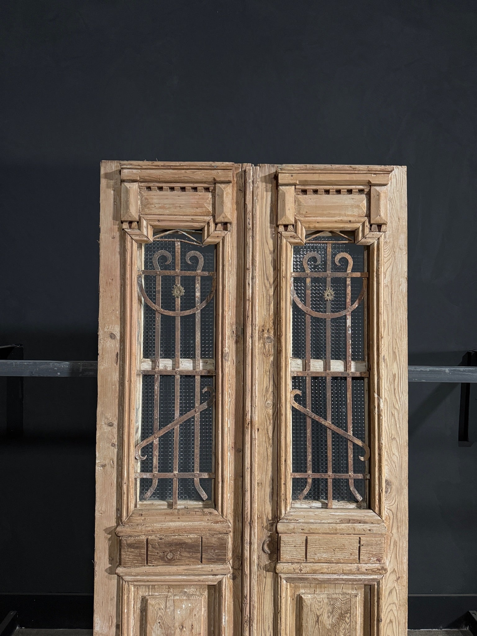 Antique Carved Iron French Doors - 41x87 - N82