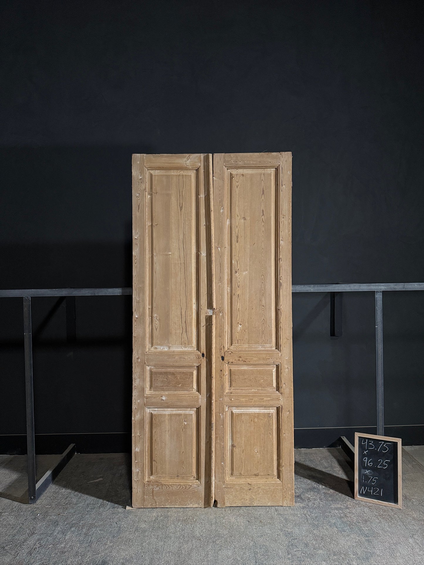 Antique 3 Panel Solid Double Doors - 43.75x96.25 - N421
