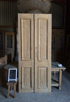 Raised Molding 2 Panel Antique Solid French Doors - 41x96.5 K404