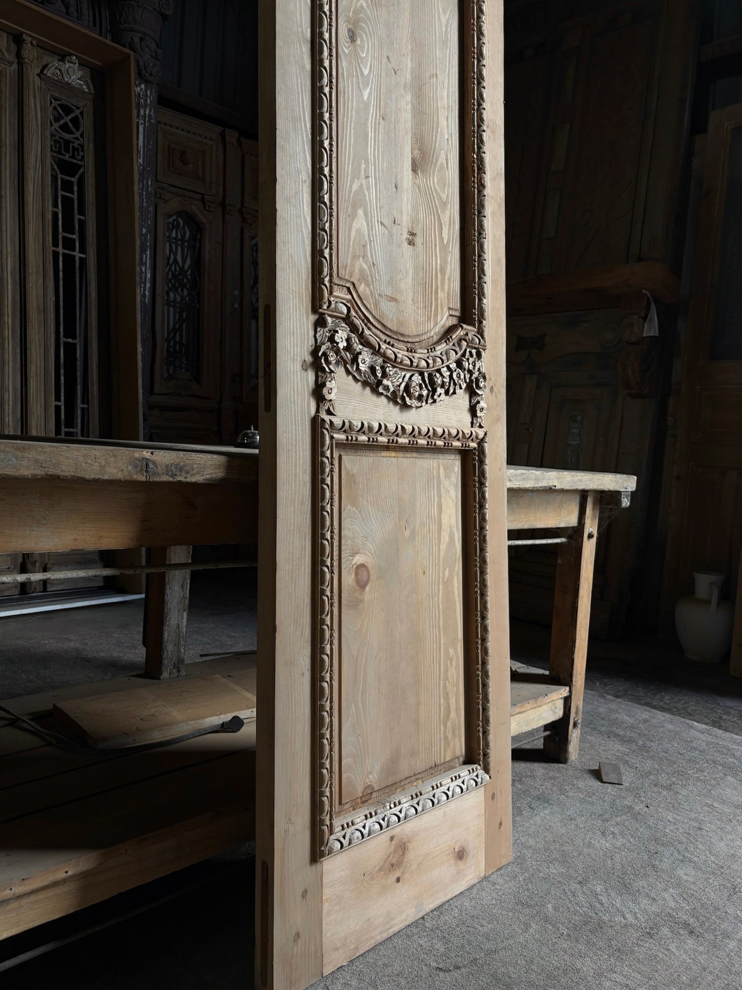 (The Helena) Handcrafted Hand carved Solid French Door - 24x96 L44