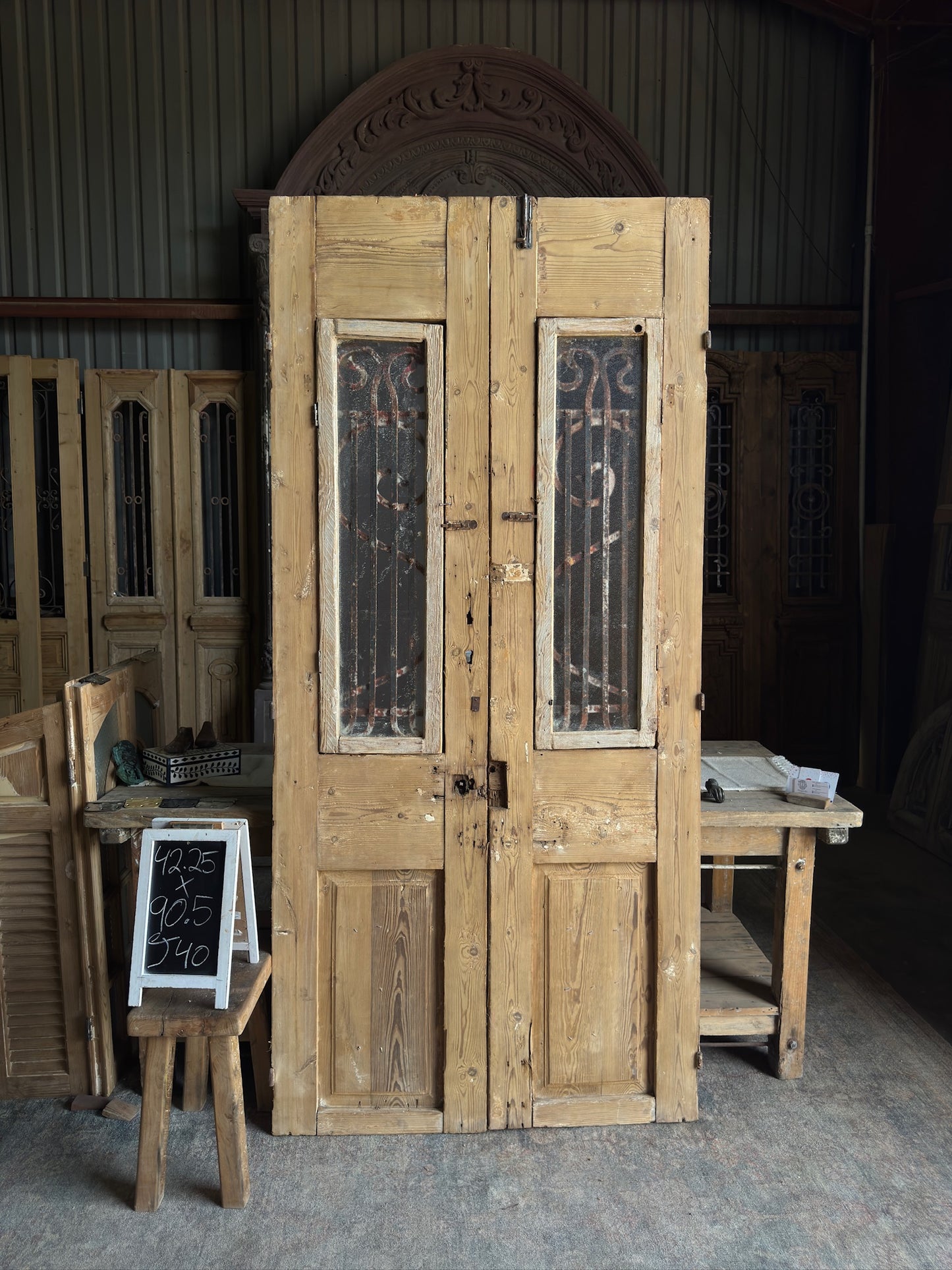 Antique Iron French Doors - 42.25x90.5 J40