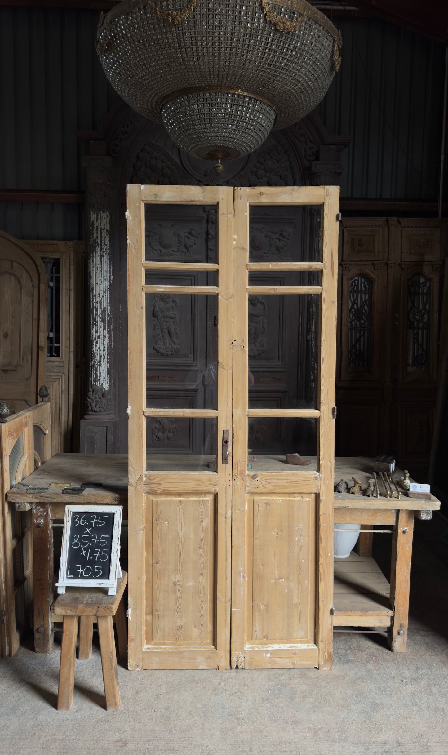 Antique Glass 4 Lite French Doors - 36.75x85.75 - L705