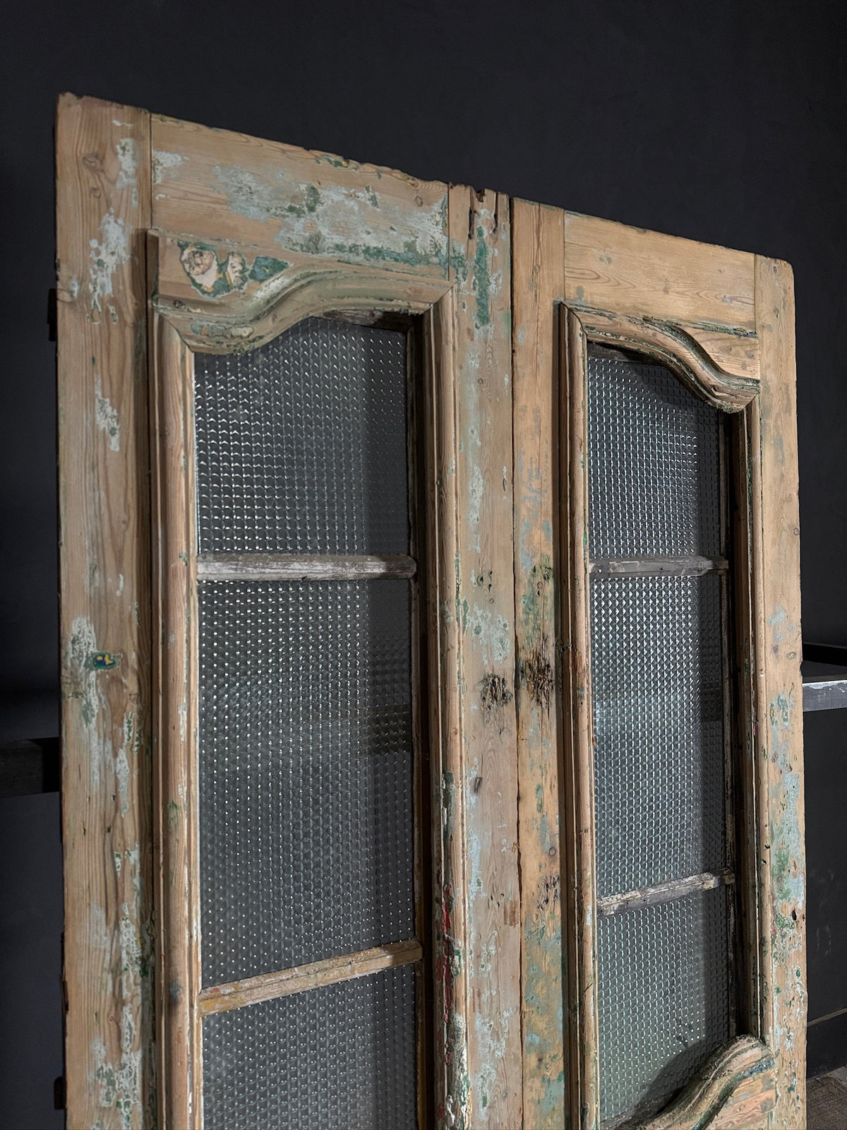 Antique Carved 3 Lite French Doors - 44.5x87.5 - N603