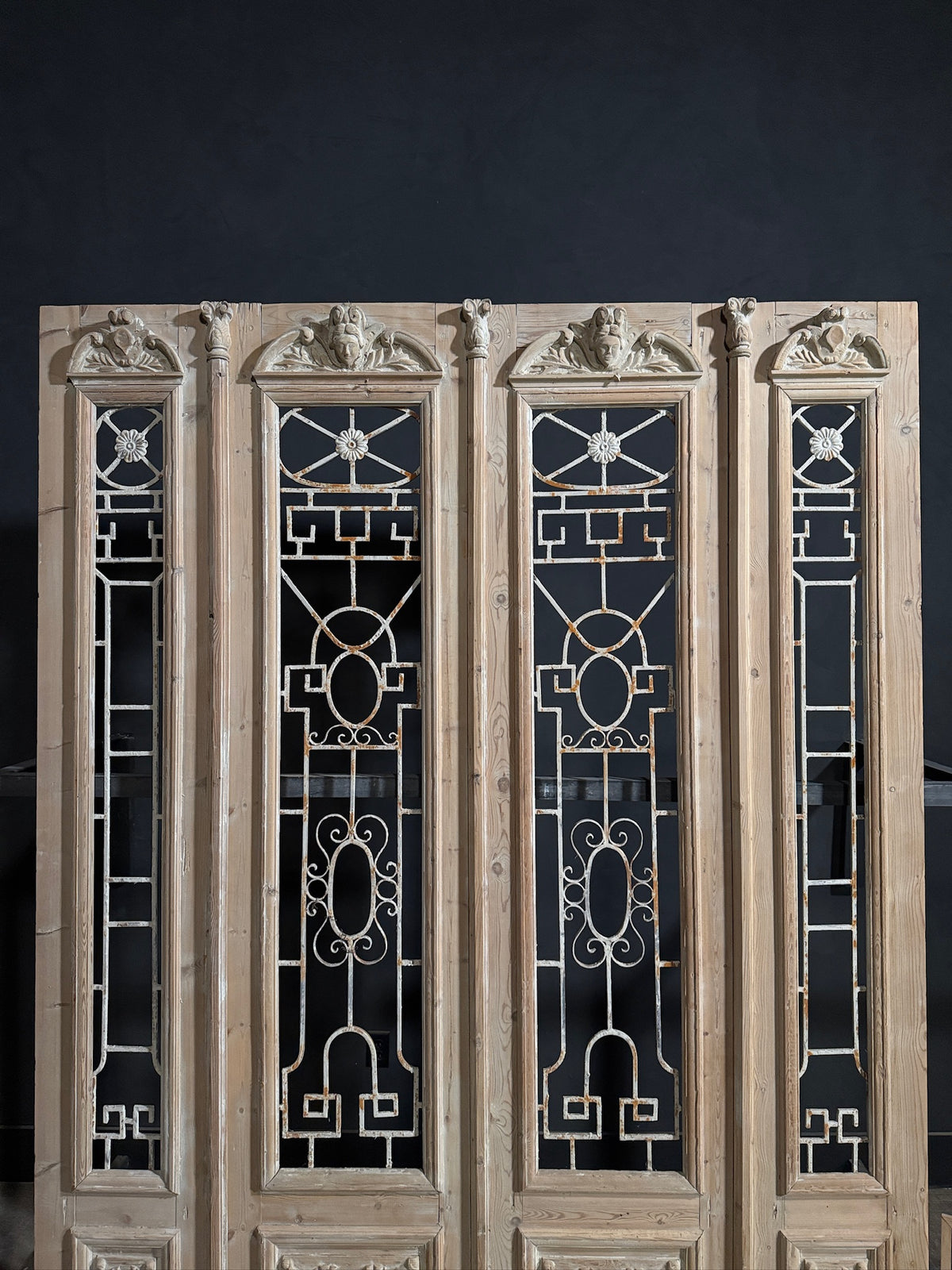 Antique Carved Iron French Doors - 82.25x104.5 - N709