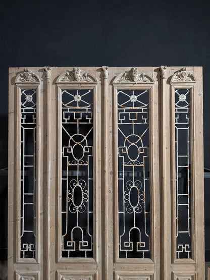 Antique Carved Iron French Doors - 82.25x104.5 - N709