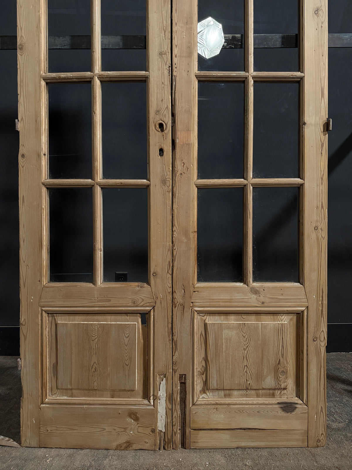 Antique Raised Panel Glass French Doors - 44x85.5 - N775