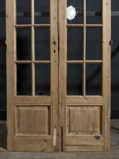 Antique Raised Panel Glass French Doors - 44x85.5 - N775