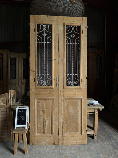 Elegant Tall Iron Antique French Doors - 47x104.75 H64