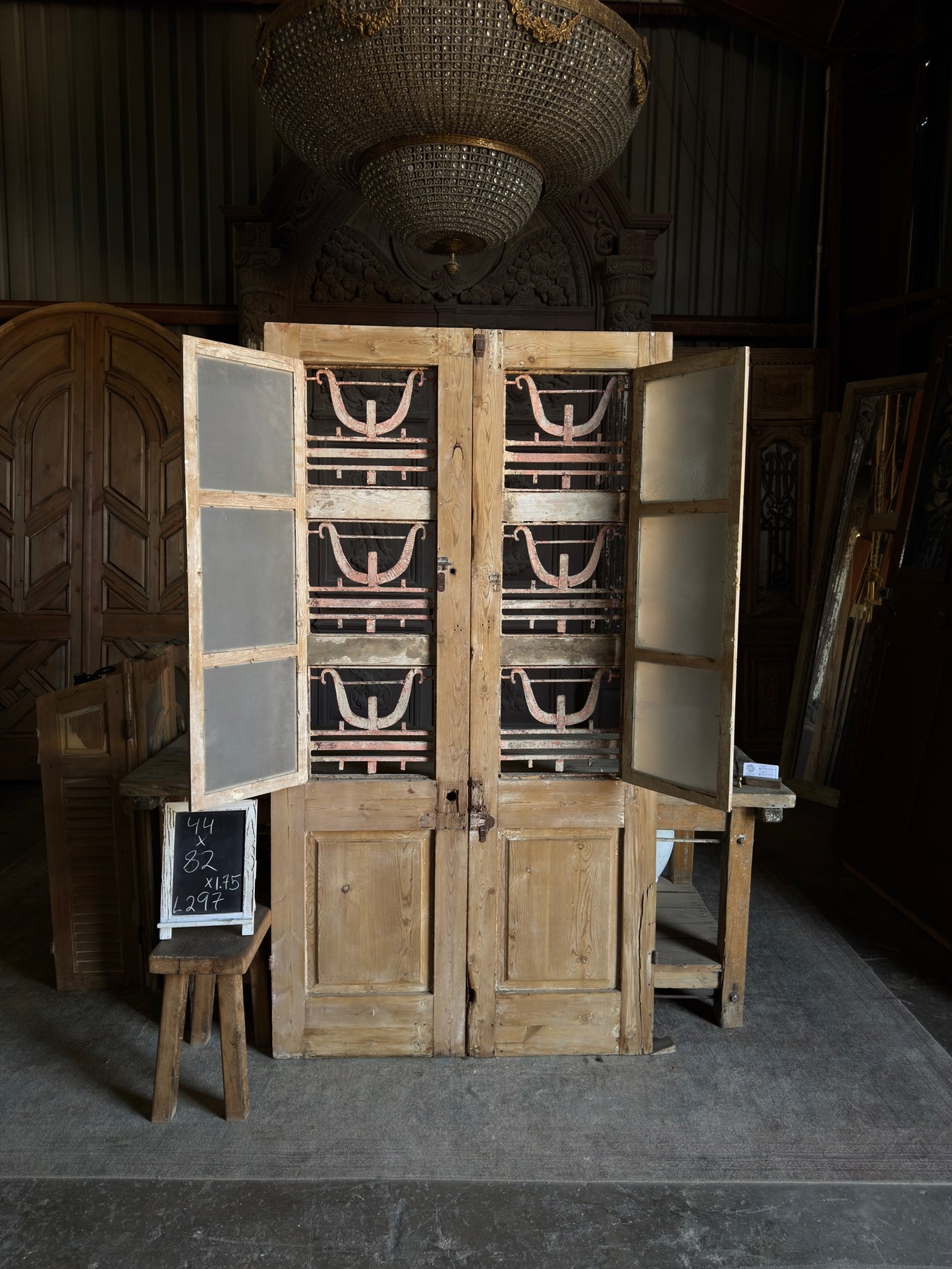 Antique Iron Motif French Doors - 44x82 - L297