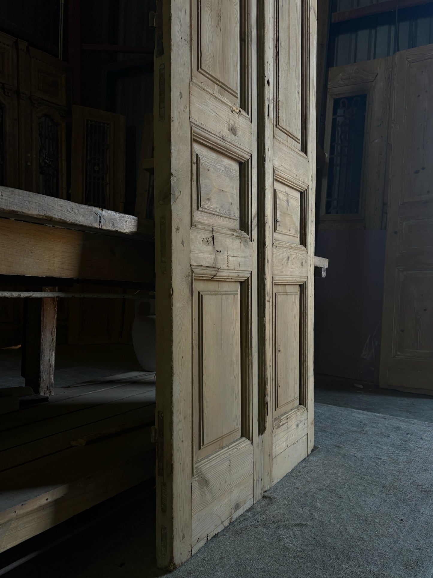 3 Panel Antique Solid French Doors - 39x95.25 - L102
