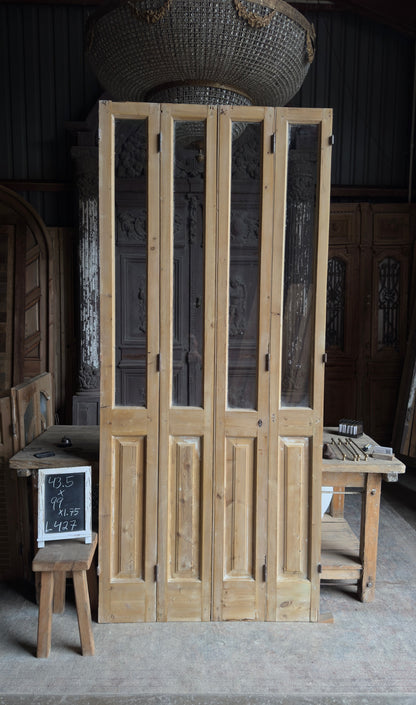 Antique Bi-Fold French Glass Doors - 43.5x99 - L427