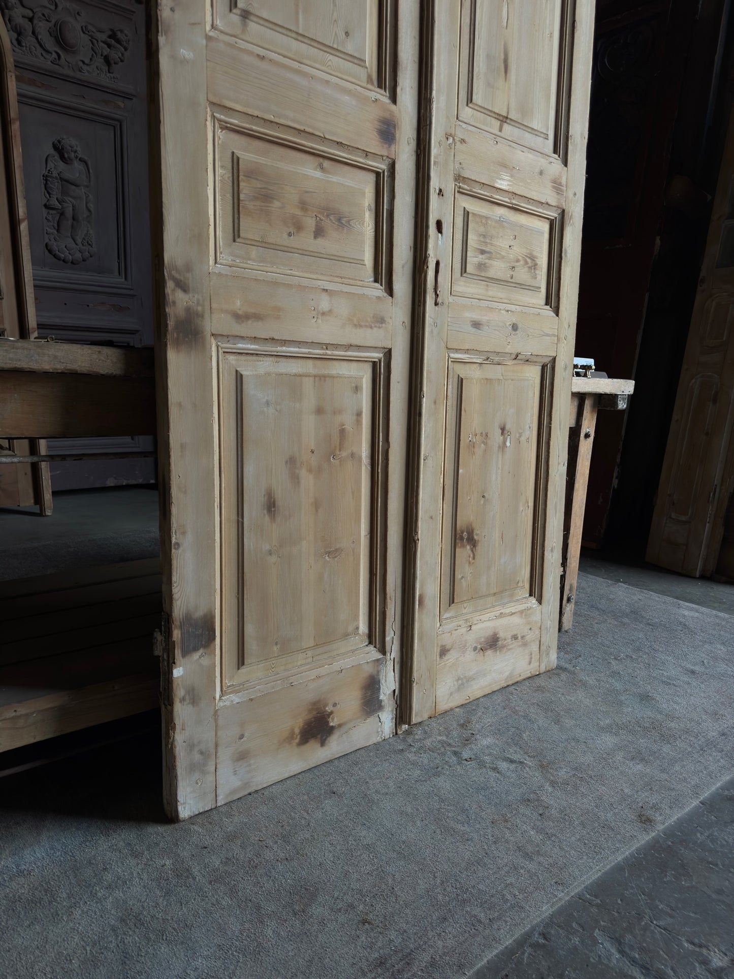 3 Panel Antique Solid French Doors - 43x98 - L351