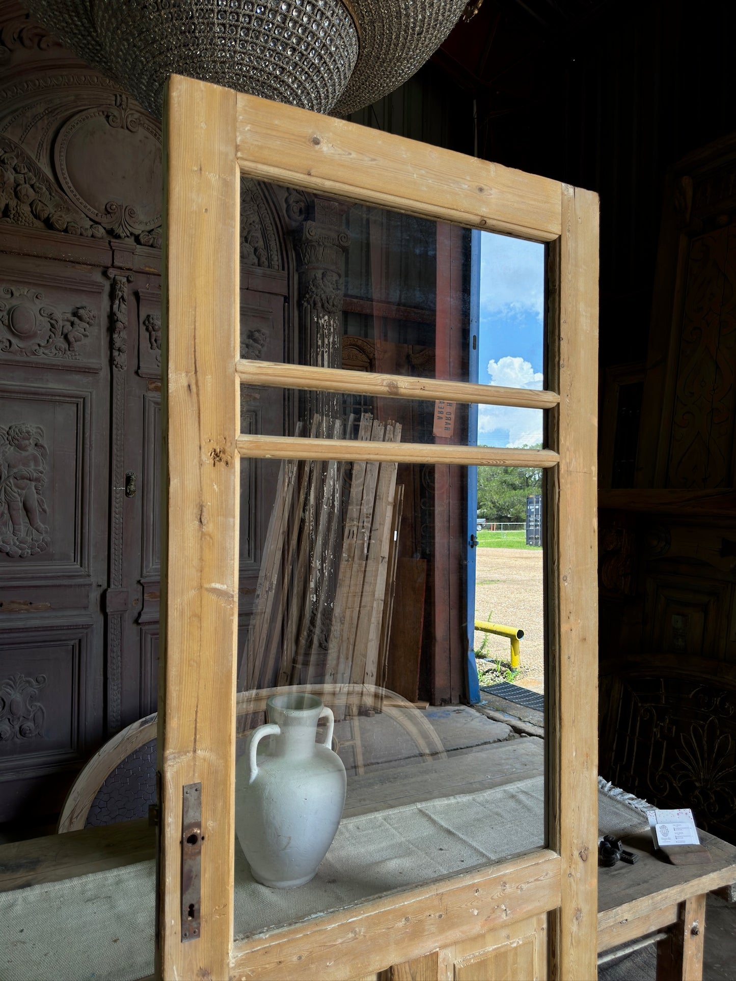 19th Century Antique Glass Single Door - 32x86.75 J229