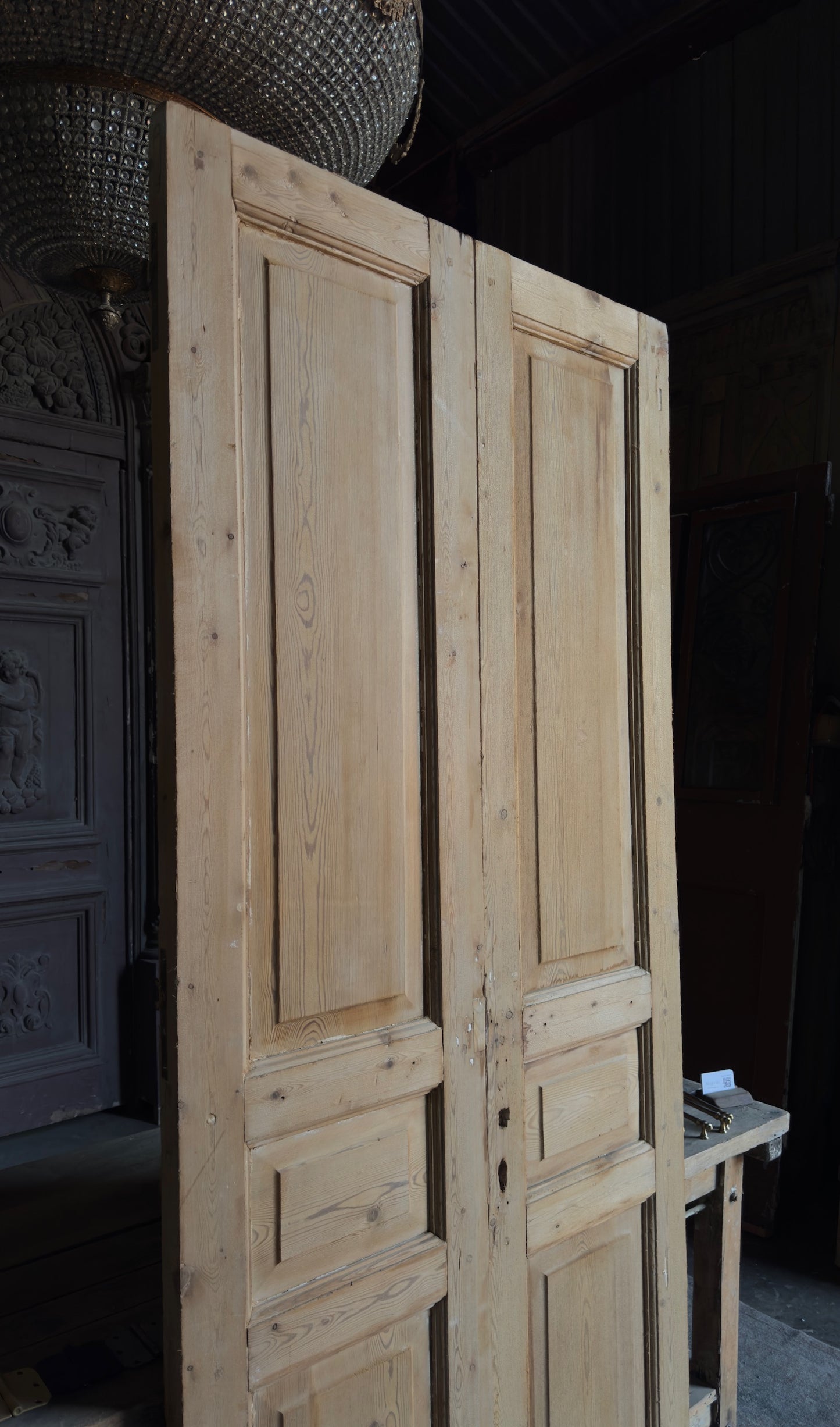 3 Panel Antique Solid French Doors - 40x93 - L349