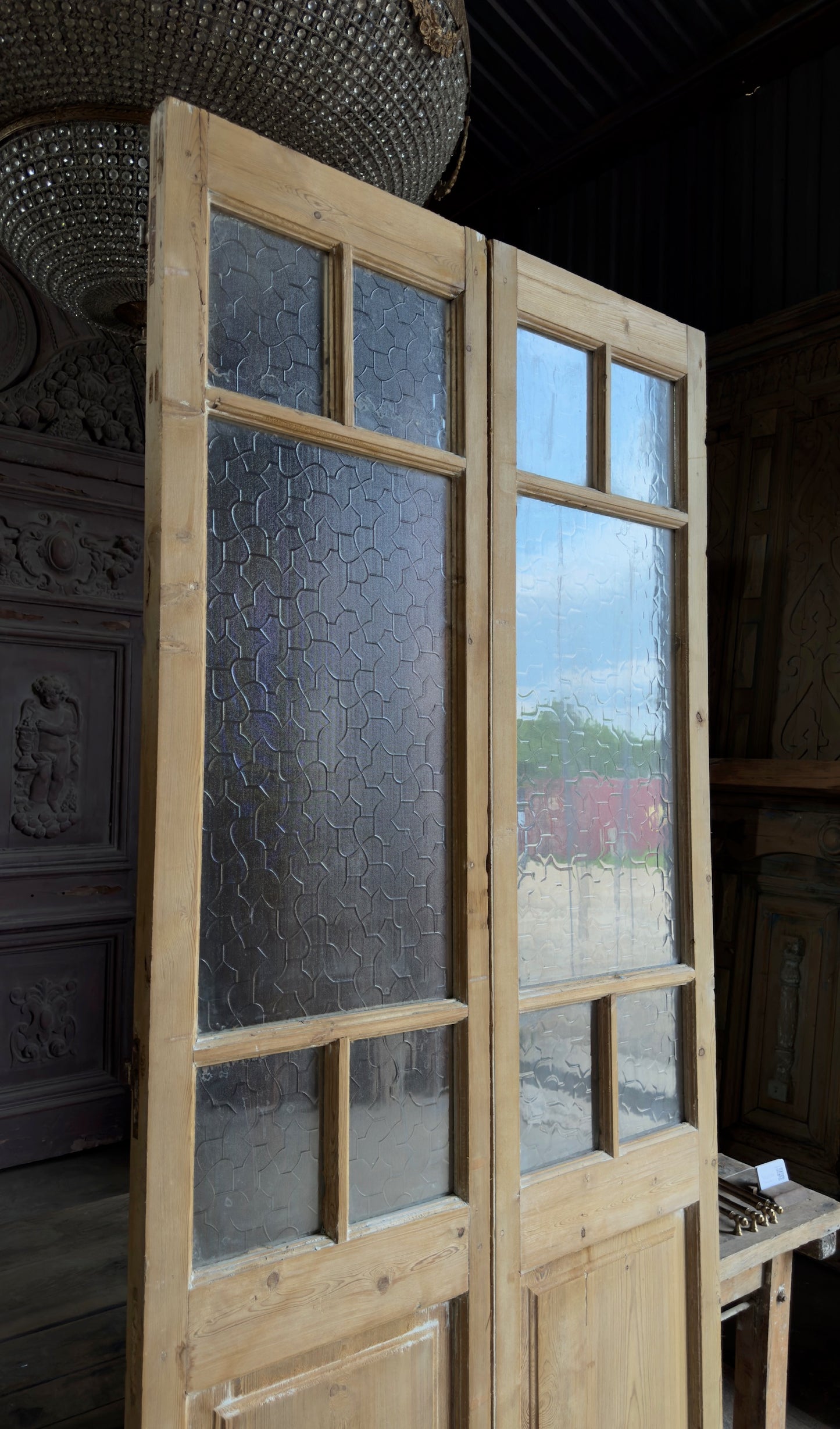 Antique Glass 5 Lite French Doors - 40.25x95.5 - L550
