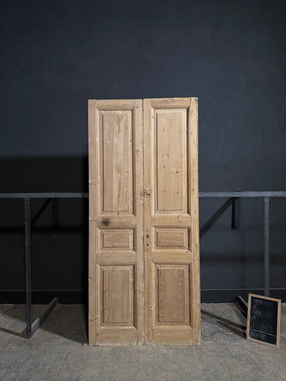 Antique 3 Panel Solid Double Doors - 44x98 - N698