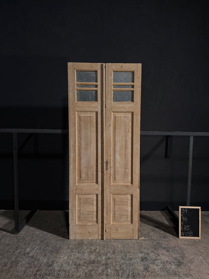 Antique Obscured Glass 2 Lite French Doors - 39x96 - N05