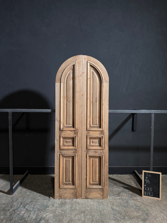 Handcrafted 3 Panel Arched Double Doors - 36x96 - N192