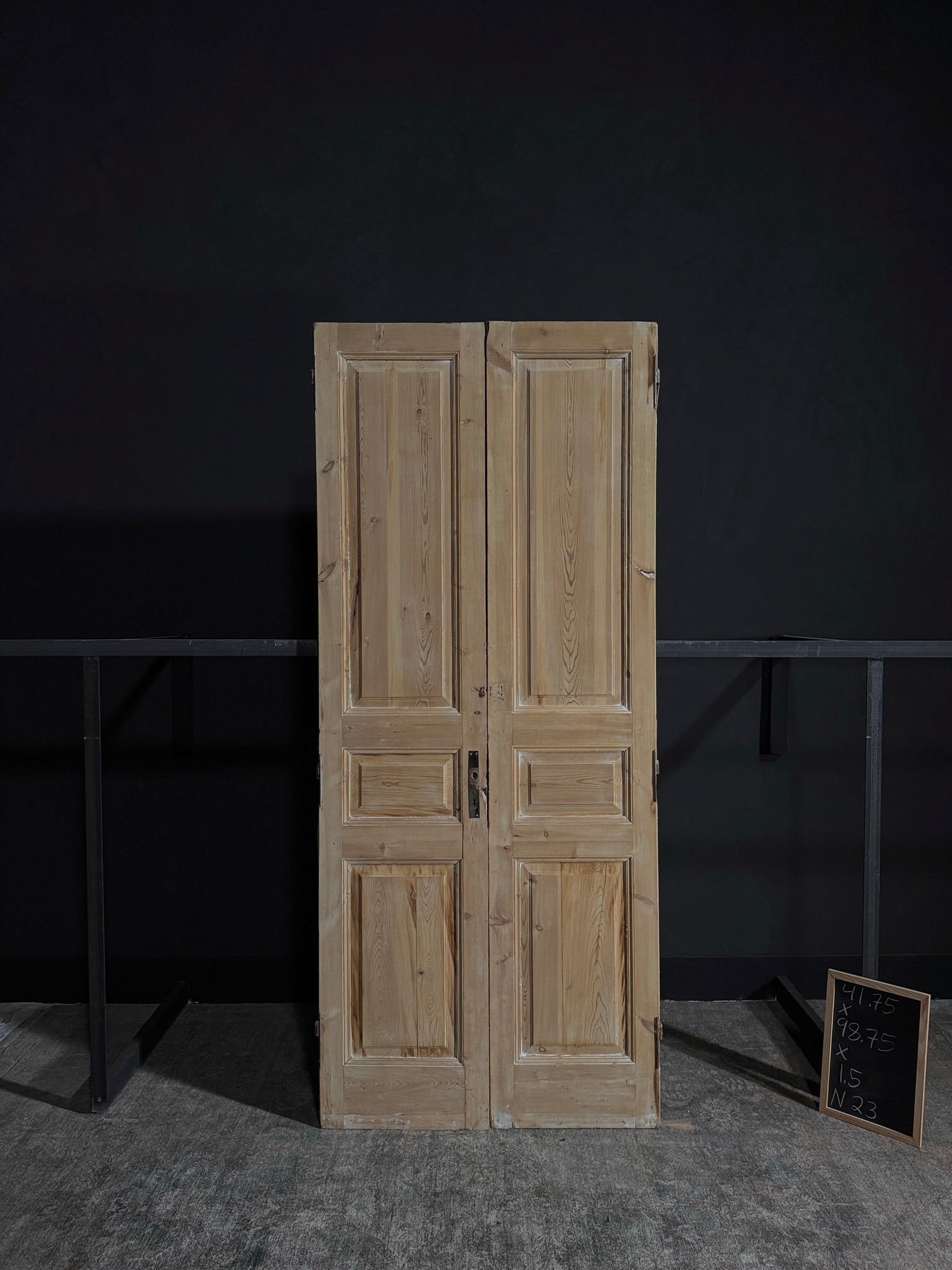 Antique Iron 3 Panel Double Doors - 41.75x98.75 - N23