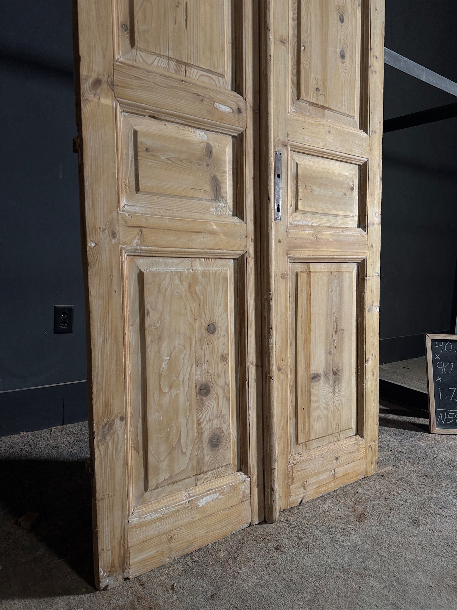 Antique 3 Panel Solid Double Doors - 40.25x90 - N587