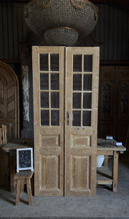 8 Lite Antique Glass French Doors - 39.5x91.5 - L316