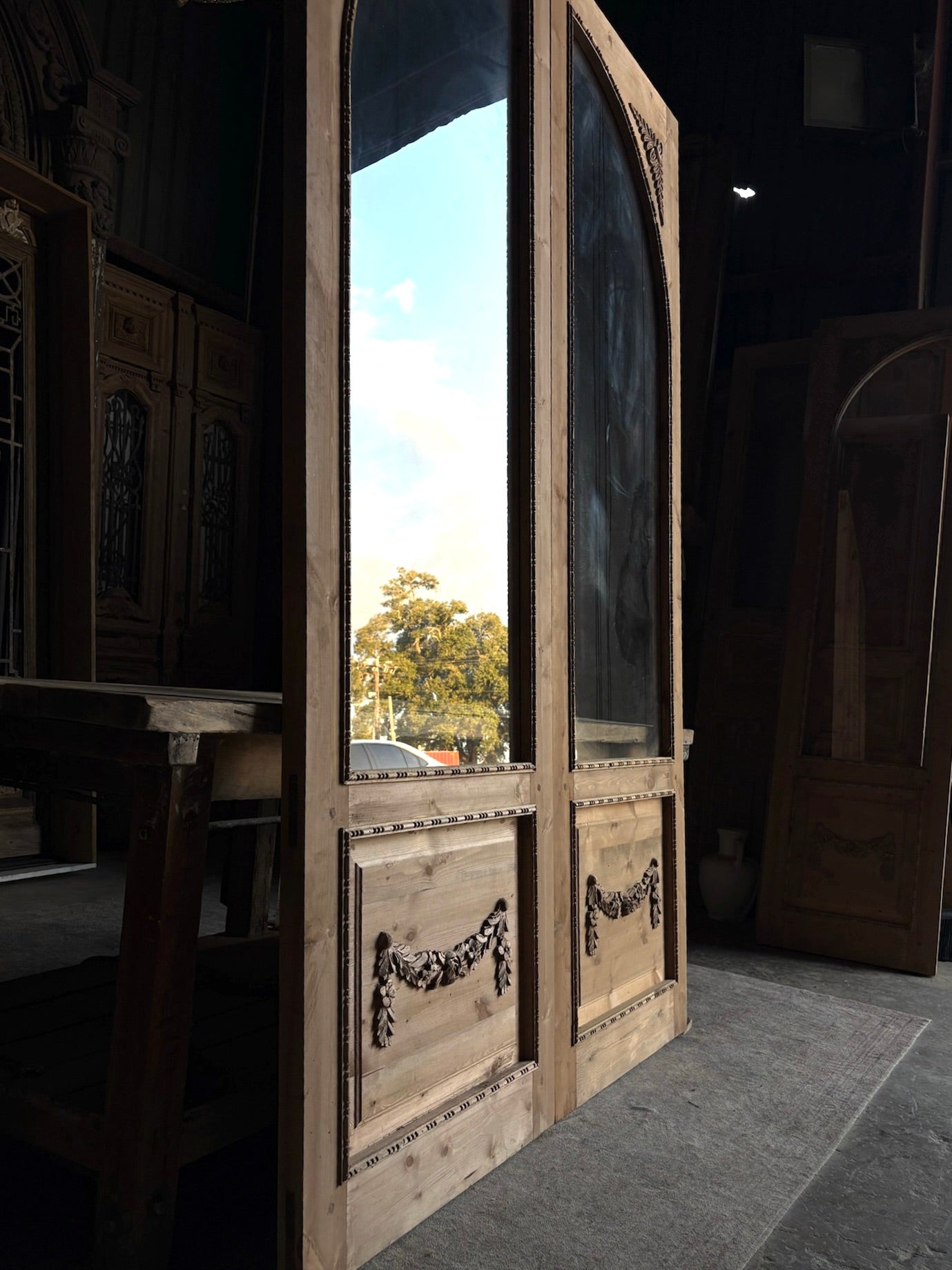 (Valencia) Handcrafted Arched Open Glass French Doors - 60x96 L51