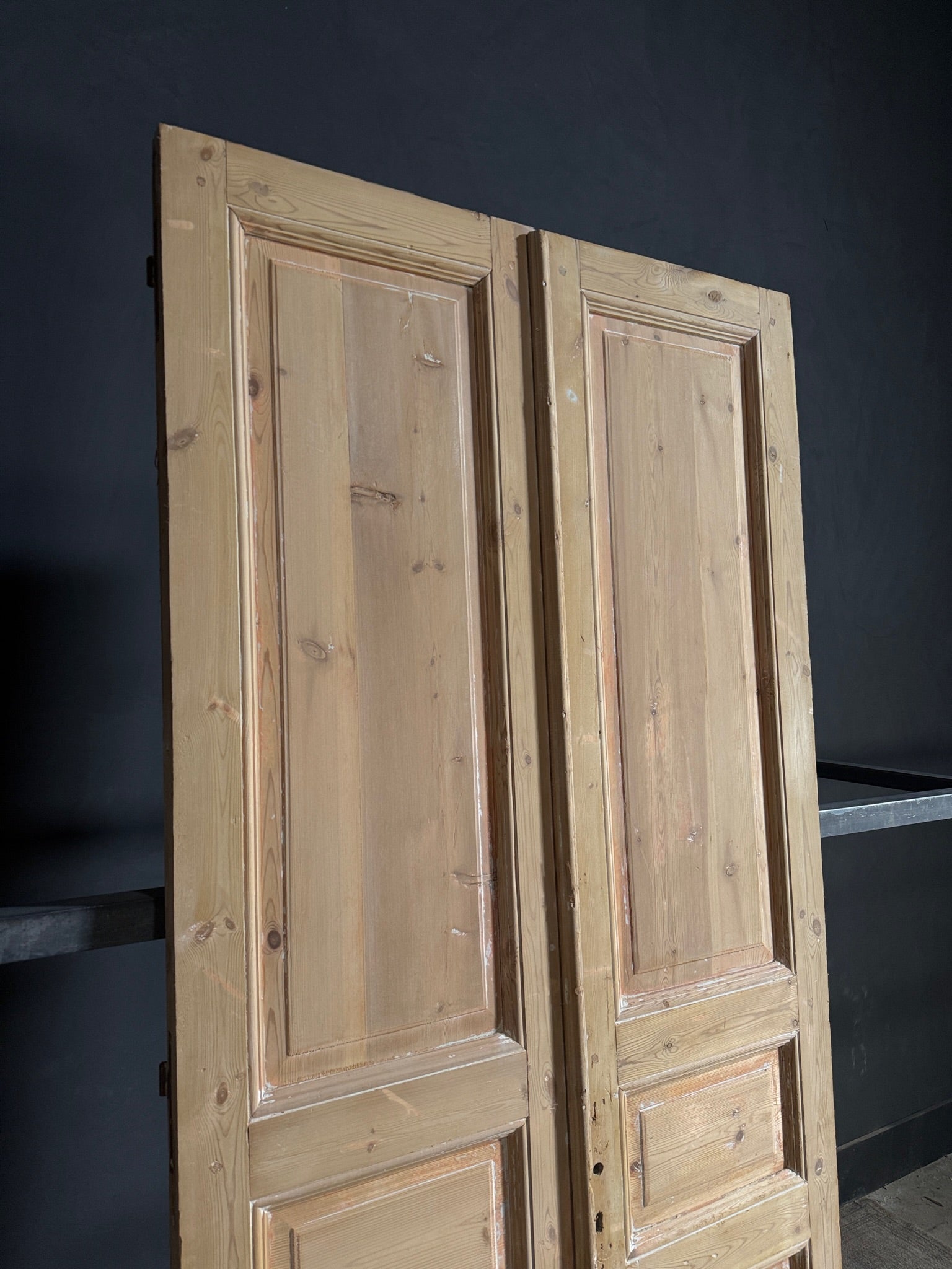 Antique 3 Panel Solid Double Doors - 43.5x97.25 - N629