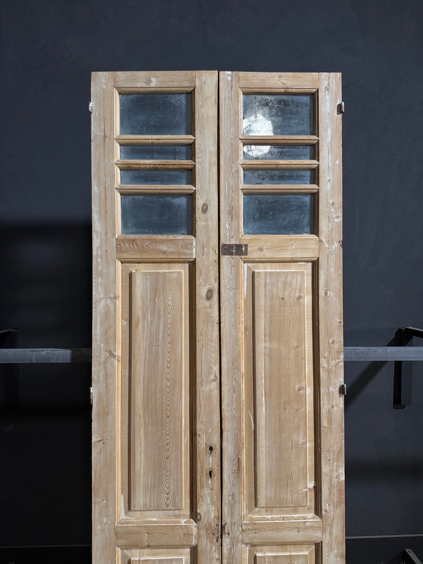 Antique Obscured Glass 2 Lite French Doors - 39.25x104 - N162