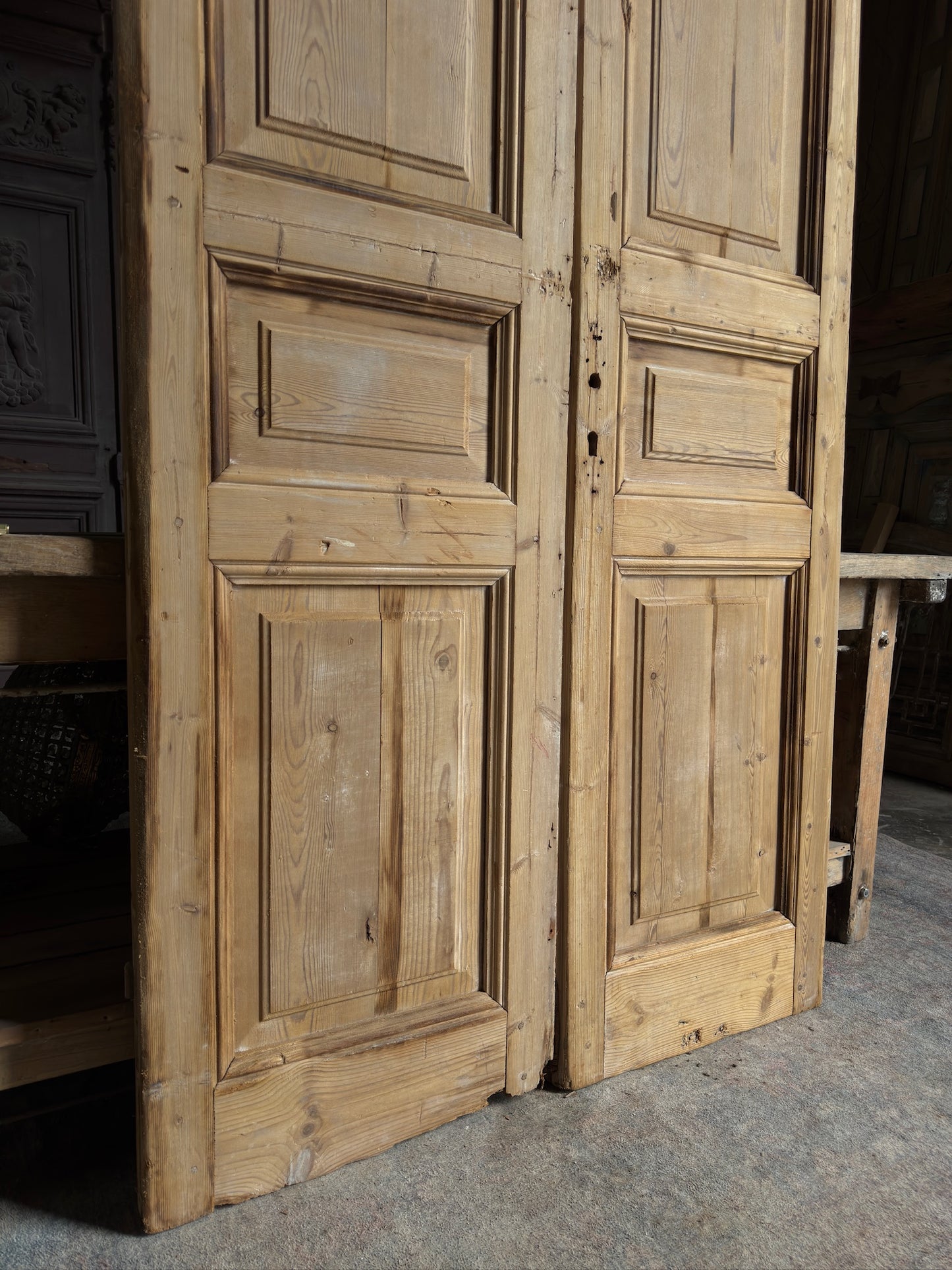 3 Panel Antique Solid French Doors - 44x91 K140