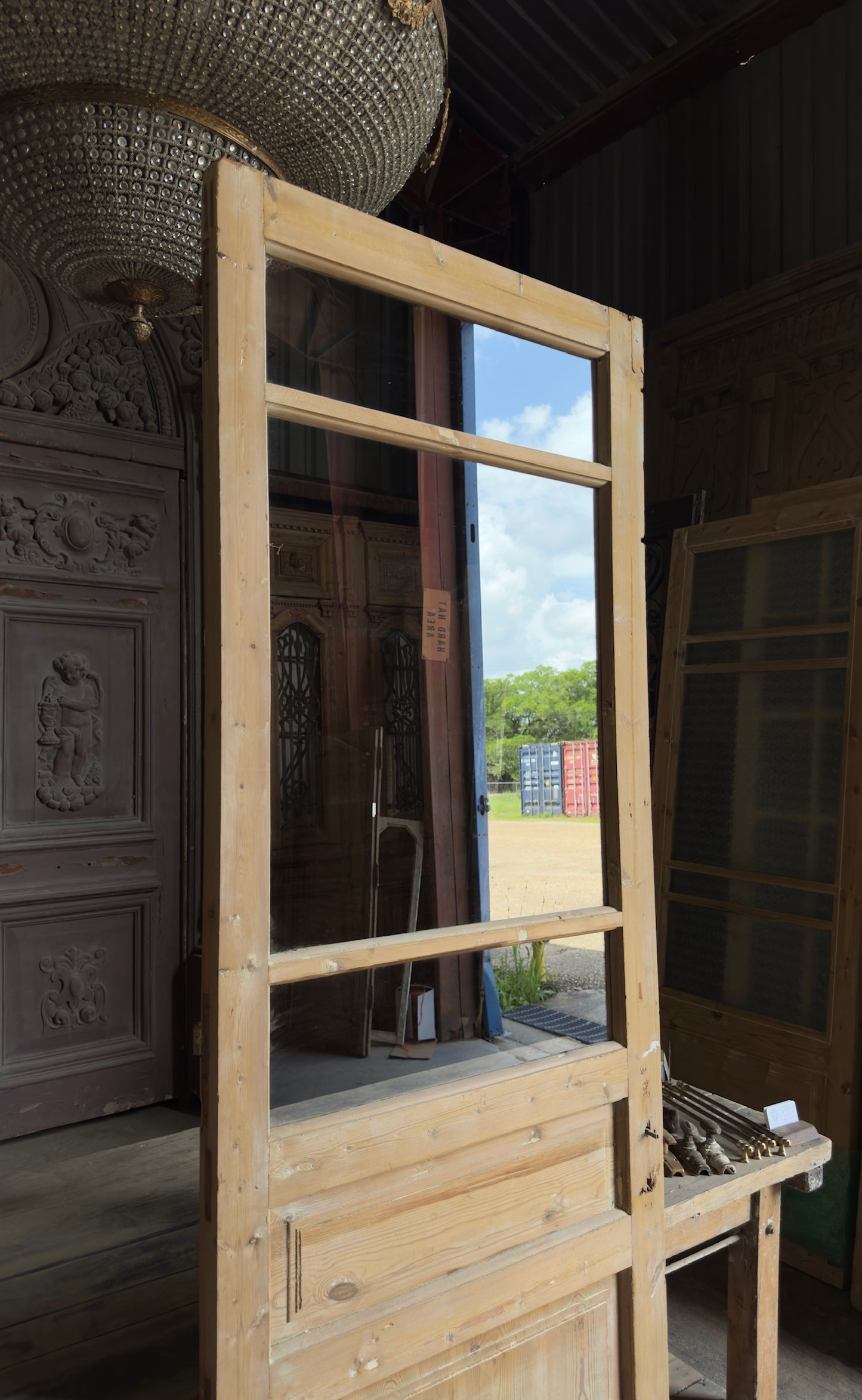 Antique Glass 3 Lite Door - 31.5x92.5 - L637
