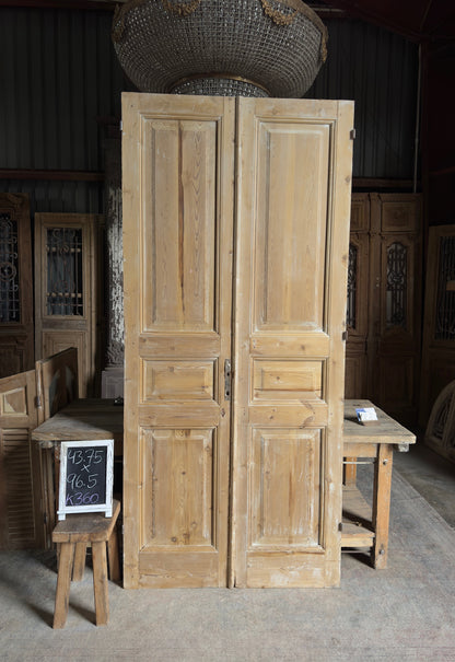 3 Panel Antique Solid French Doors - 43.75x96.5 K360
