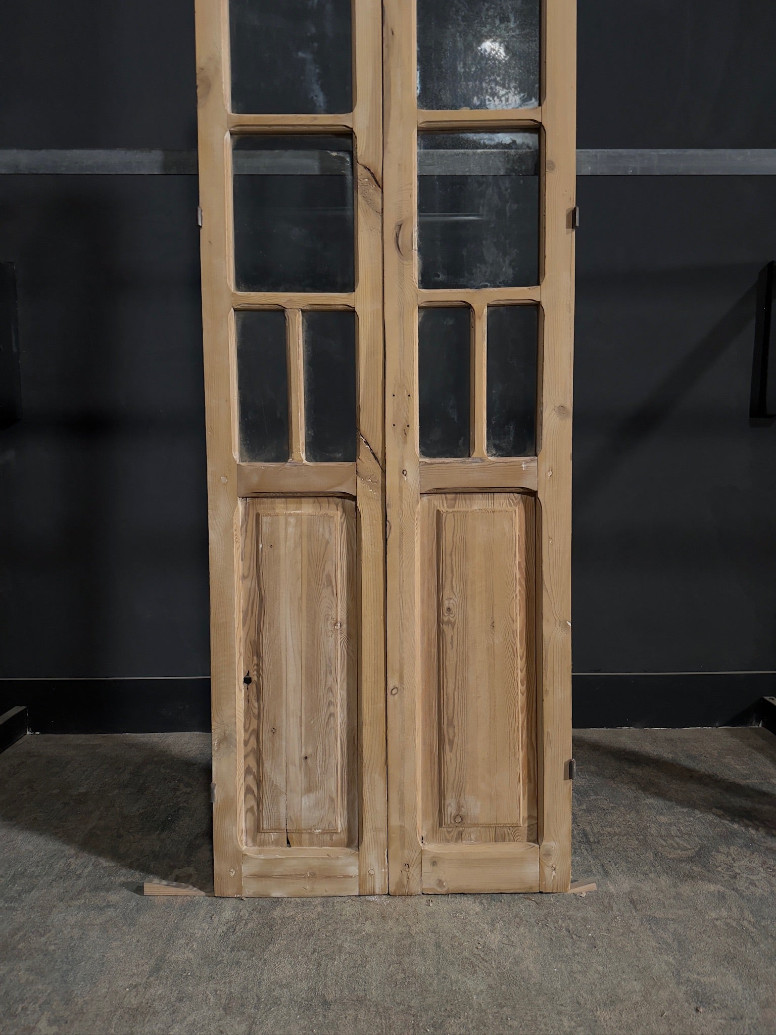 Antique Glass 5 Lite Arched French Doors - 29x90.25 - N317