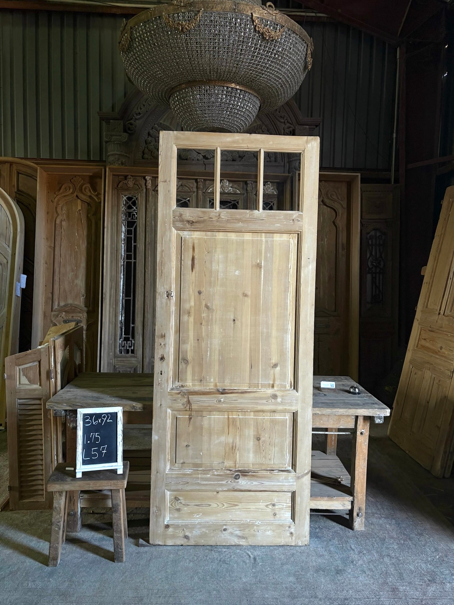 19th Century European Antique Glass Single Door - 36x92 - L57