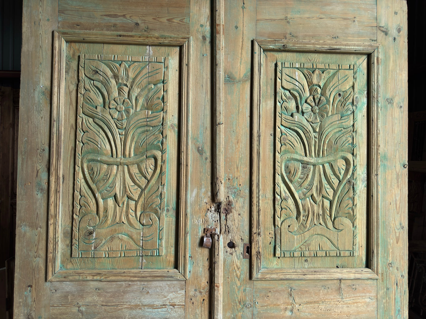 Antique Hand Carved Solid Wood Doors - 66.5x94.5 K199