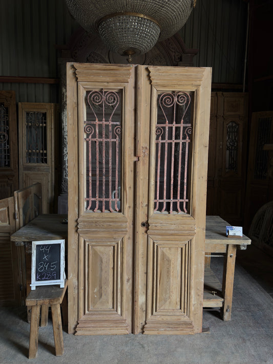 Scrolled Antique Iron French Doors - 44x84.5 K289