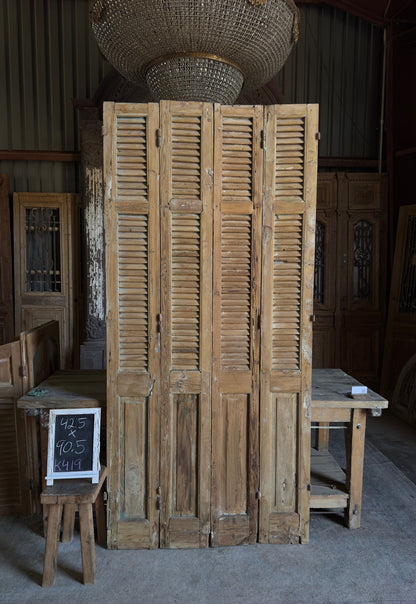 European French Antique Louvered Shutters - 42.5x90.5 K419