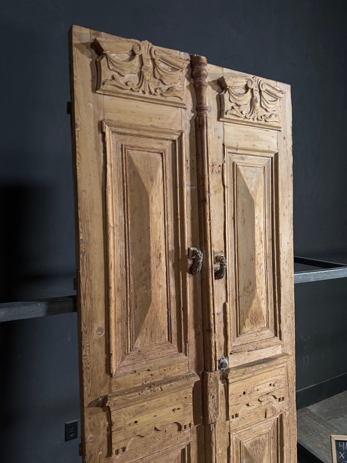 Antique Carved 4 Panel Double Doors - 41.75x97.5 - N652