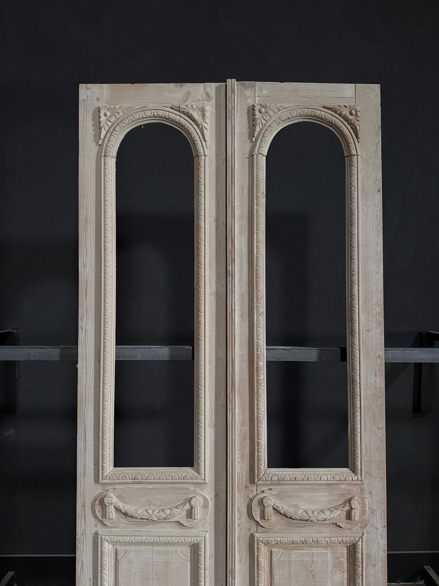 Antique Carved Arched Double Doors - 45.5x99.75 - N341