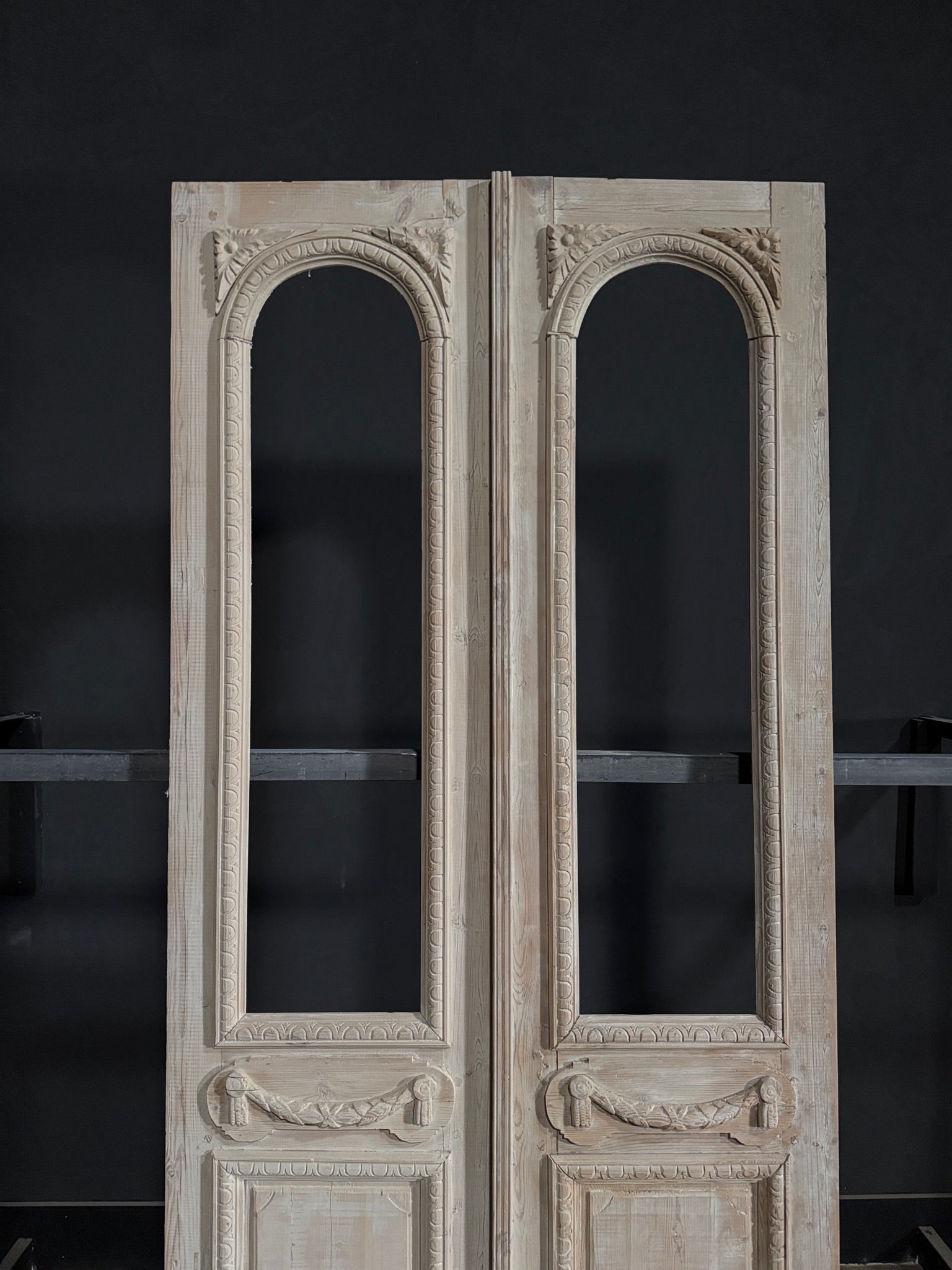 Antique Carved Arched Double Doors - 45.5x99.75 - N341