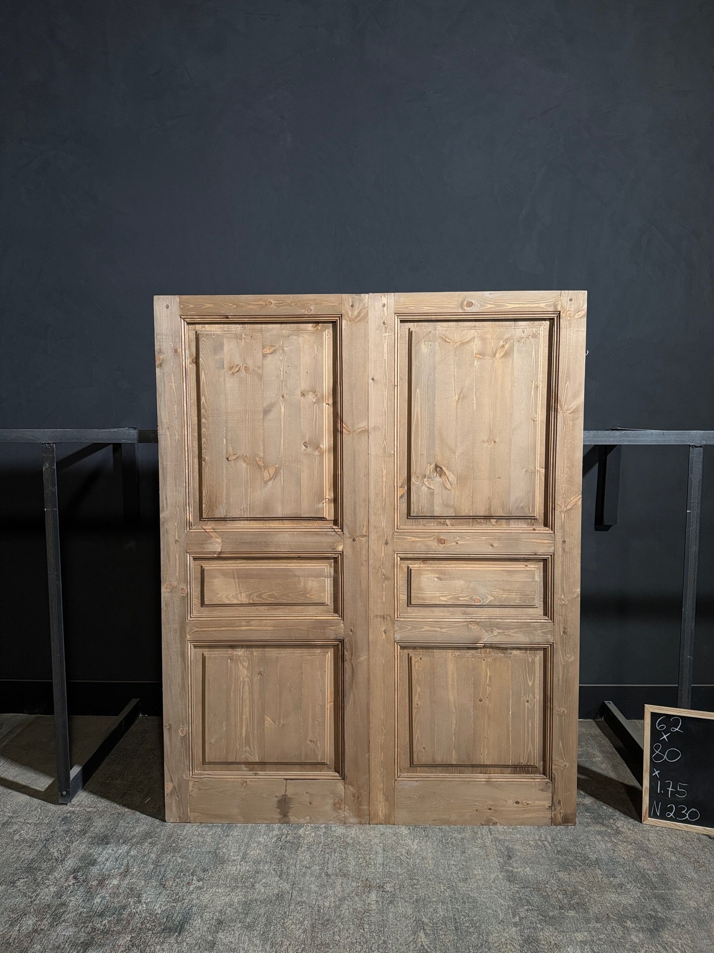 Handcrafted 3 Panel Solid French Doors - 62x80 - N230