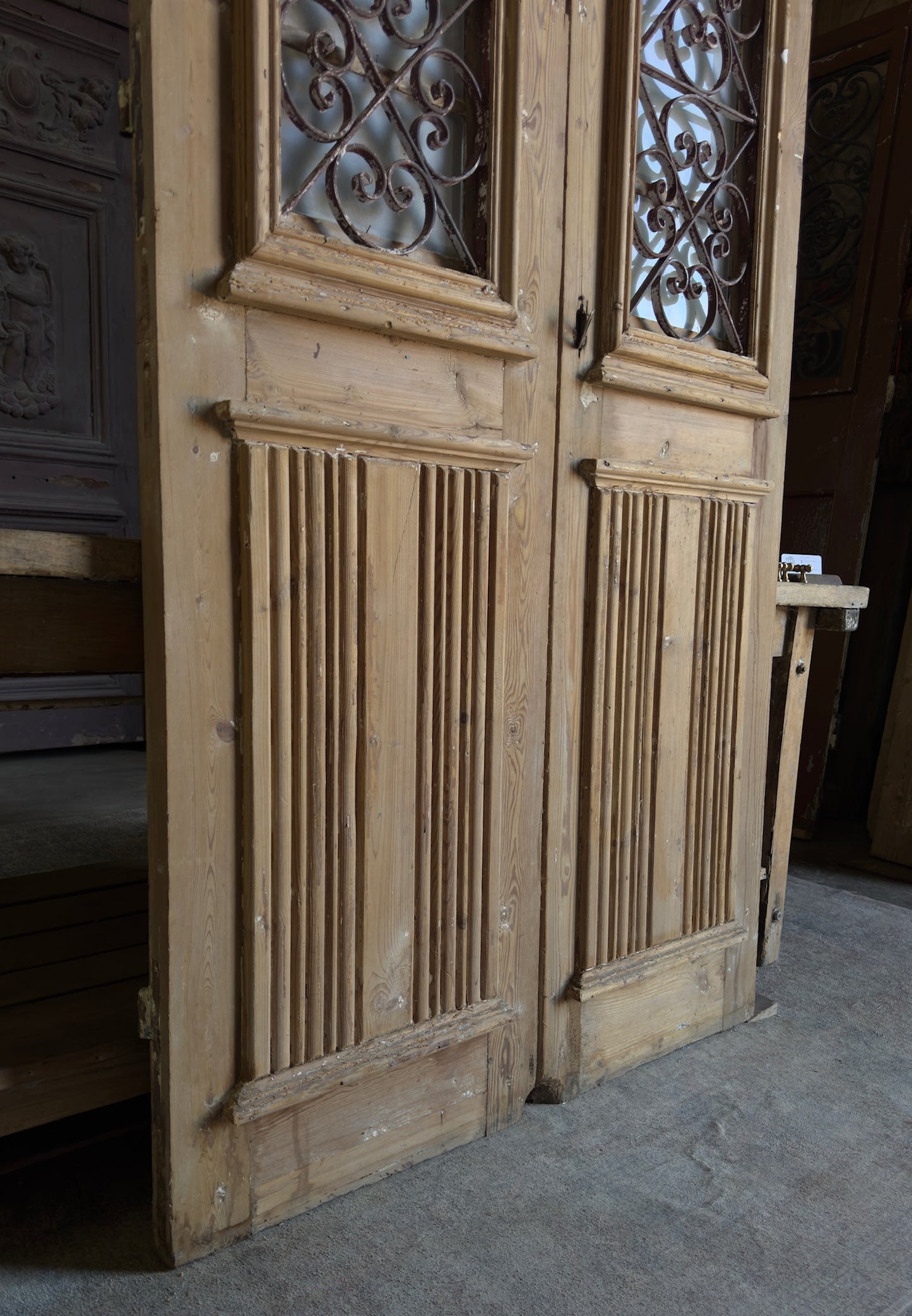 Scrolled Antique Iron French Doors - 43.5x93 - L295