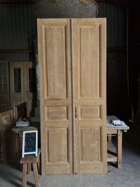 3 Panel Antique Solid French Doors - 43.75x101.5 J370