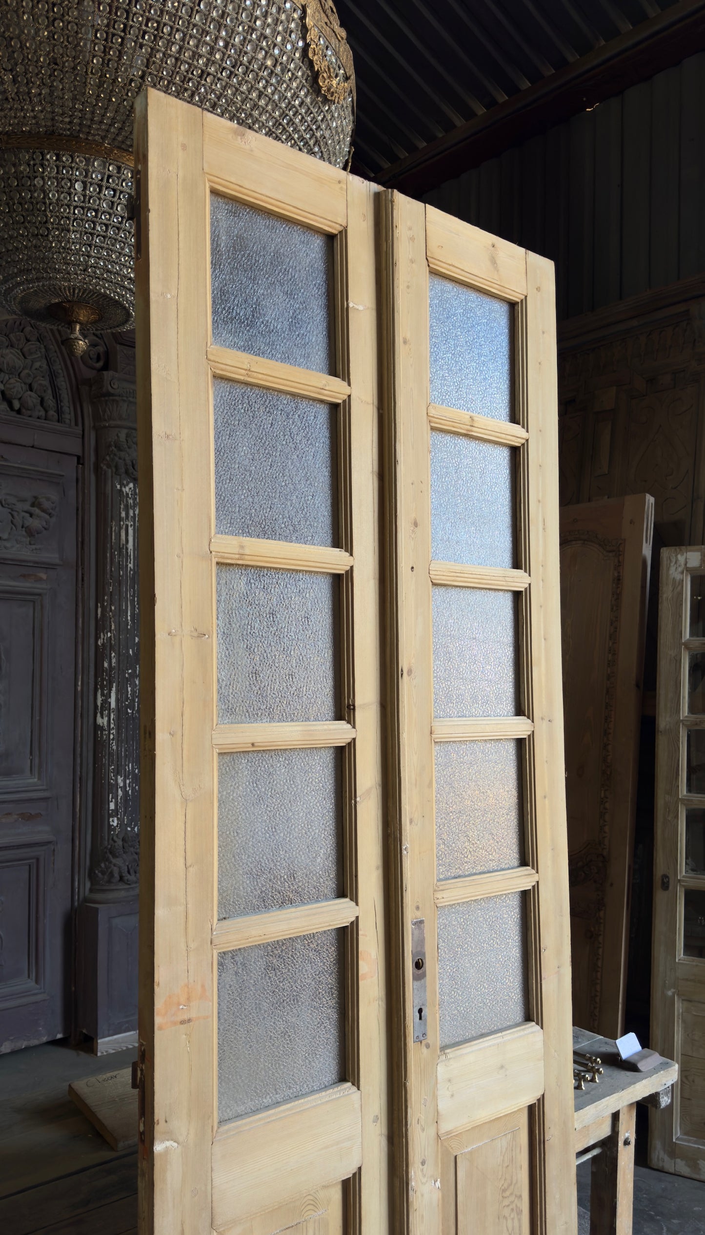 10 Lite European Antique Glass French Doors - 35.25x100 - L208