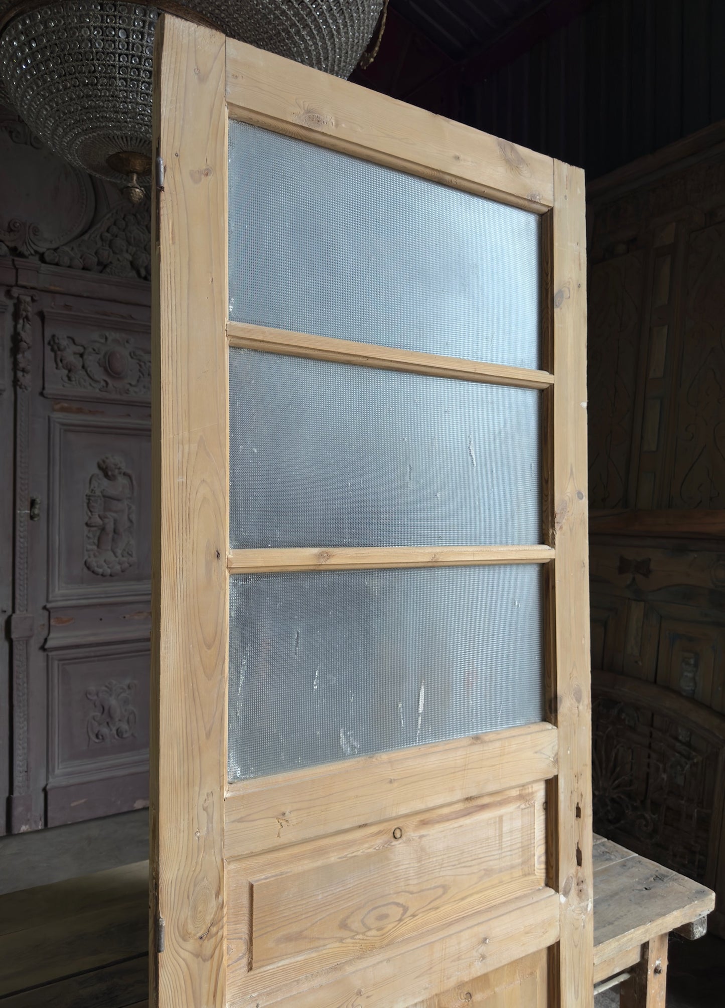 3 Lite Antique Glass Single Door - 33.5x91.5 K112