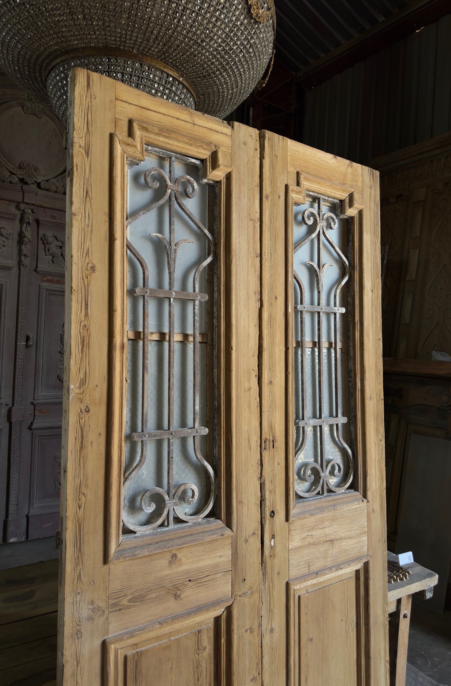 Antique Iron 2 Lite French Doors - 46.75x93.5 - L575