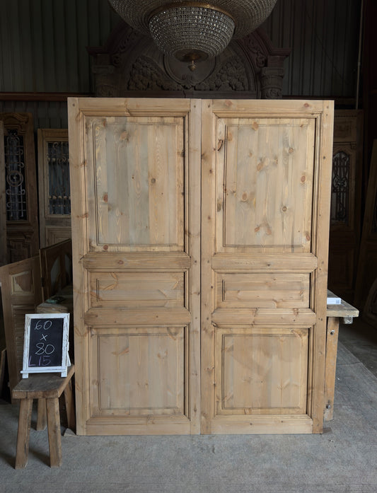 Handcrafted 3 Panel Solid French Doors - 60x80 L15