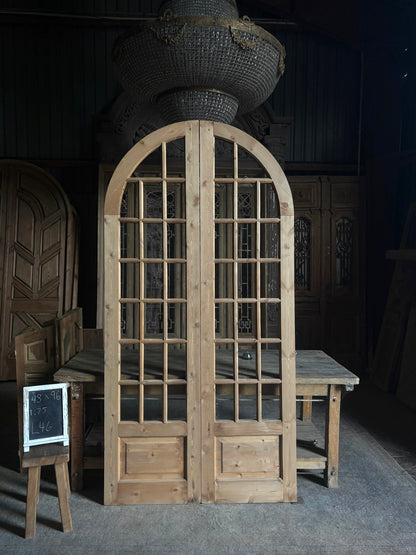 (The Ellenor) Handcrafted Arched Glass French Door - 48x96 L46